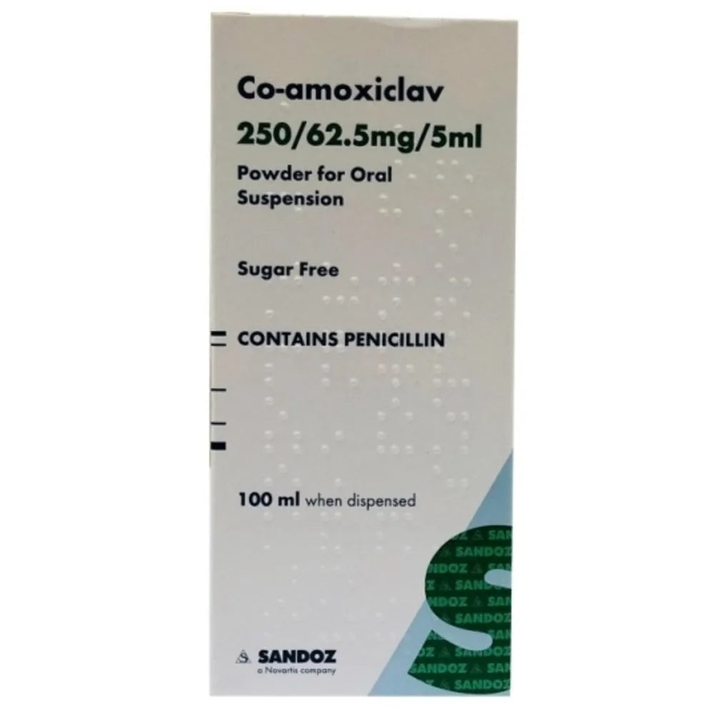 Co-Amoxiclav Sandoz 250mg/62.5mg/100ml Powder for Oral Suspension