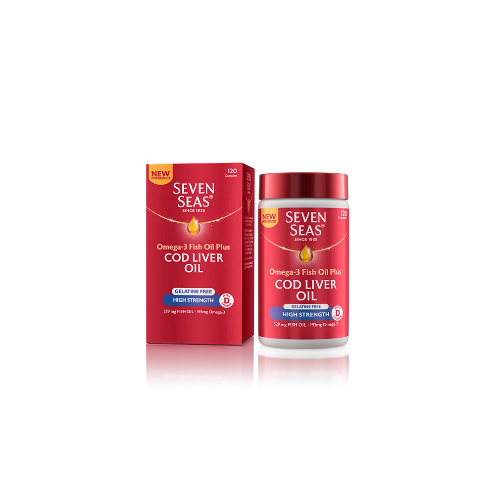 Seven Seas High Strength Gelatine free Cod Liver Oil Capsules 120