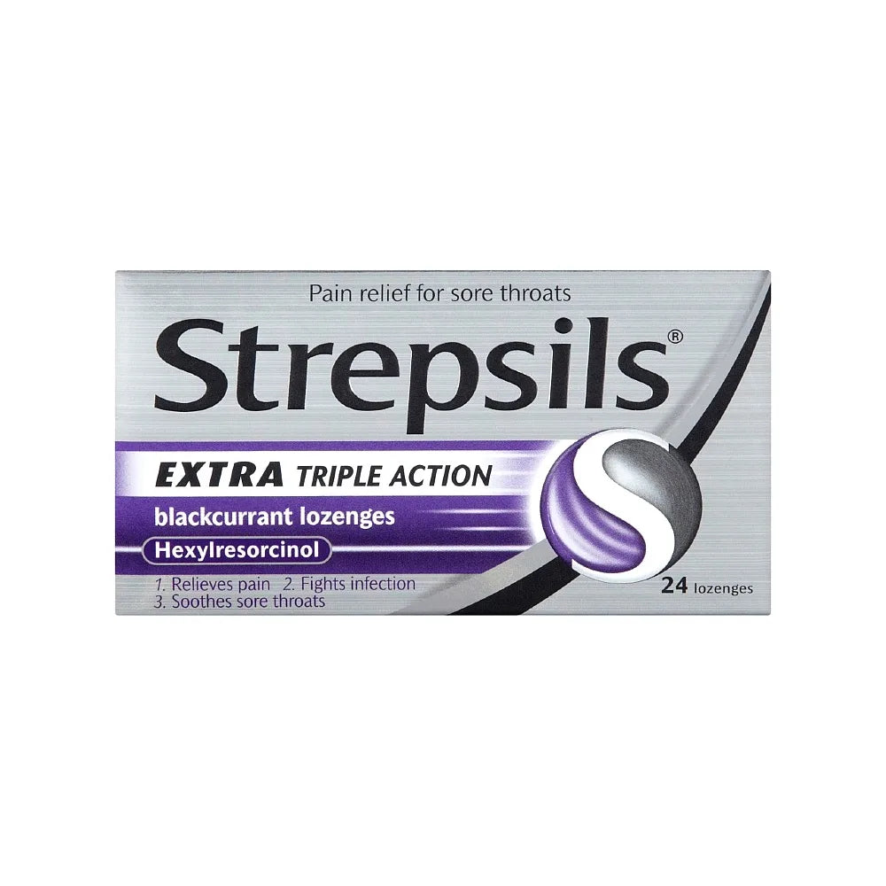 Strepsils Extra Triple Action Blackcurrant Lozenges x24