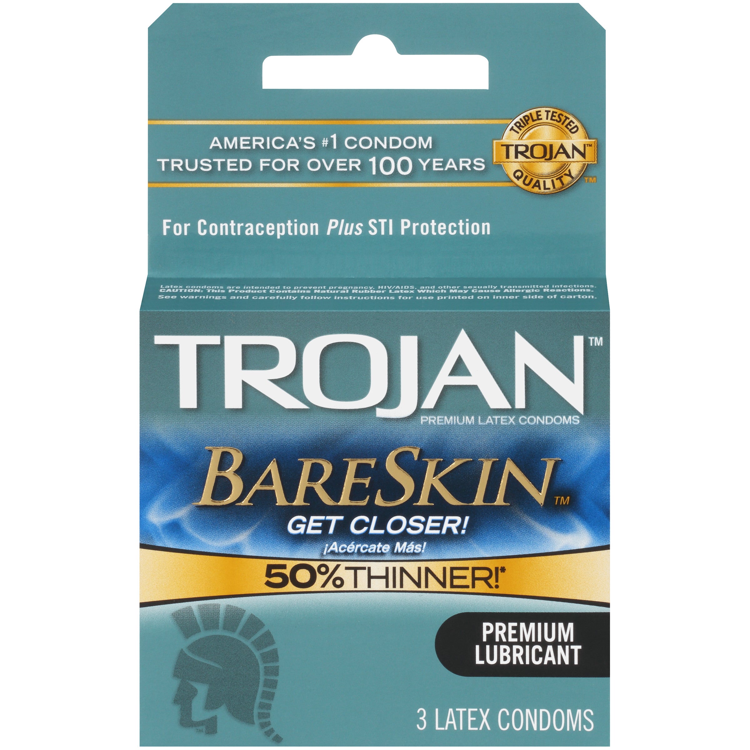 Trojan BareSkin Lubricated Premium Latex Condoms x3