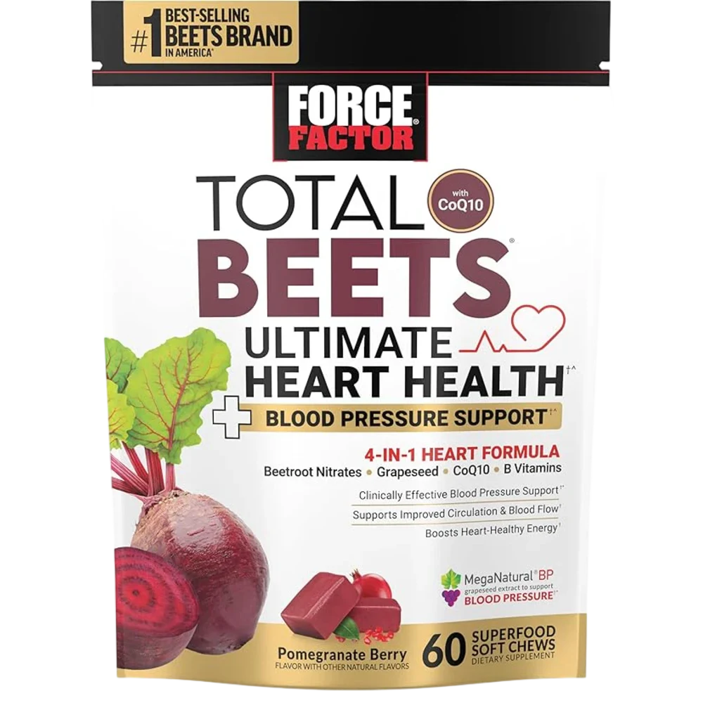 Force Factor Total Beets Ultimate Heart Health Blood Pressure Support Soft Chews x60
