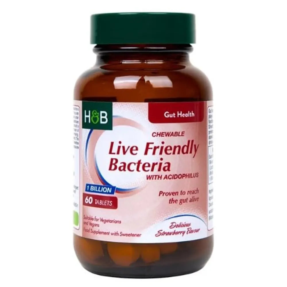 Holland & Barrett Live Friendly Bacteria Strawberry Flavour x60 Tablets